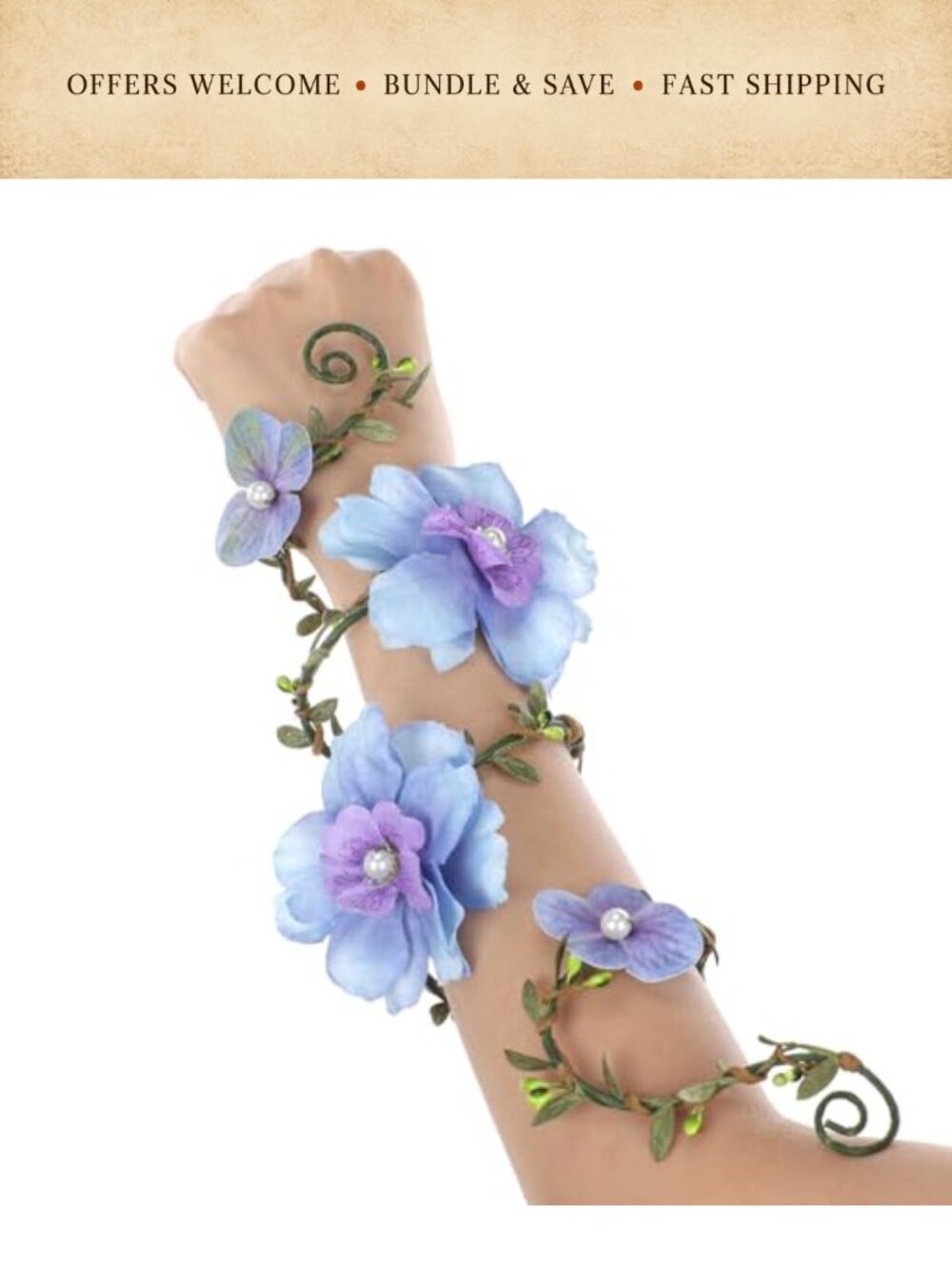 Renaissance Fairy Floral Arm Wrap Elf Bracelet Woodland Forest Cosplay Costume